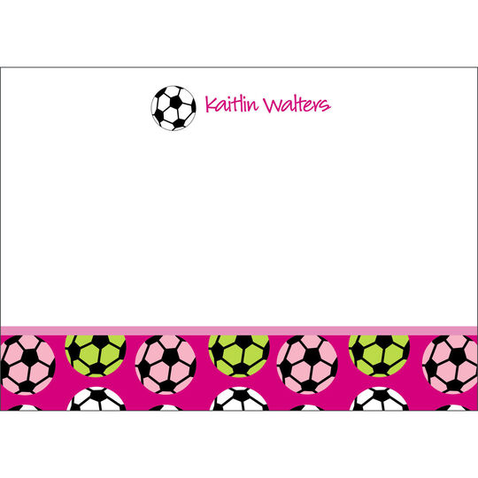 Girls Soccer Flat Note Cards